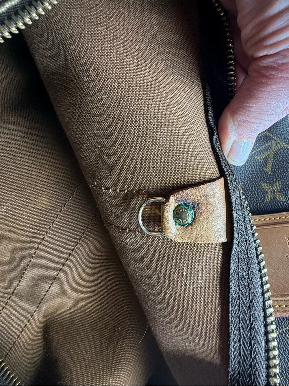 Louis Vuitton Brown Monogram Keepall Travel Duffel - Tan Leather Trim